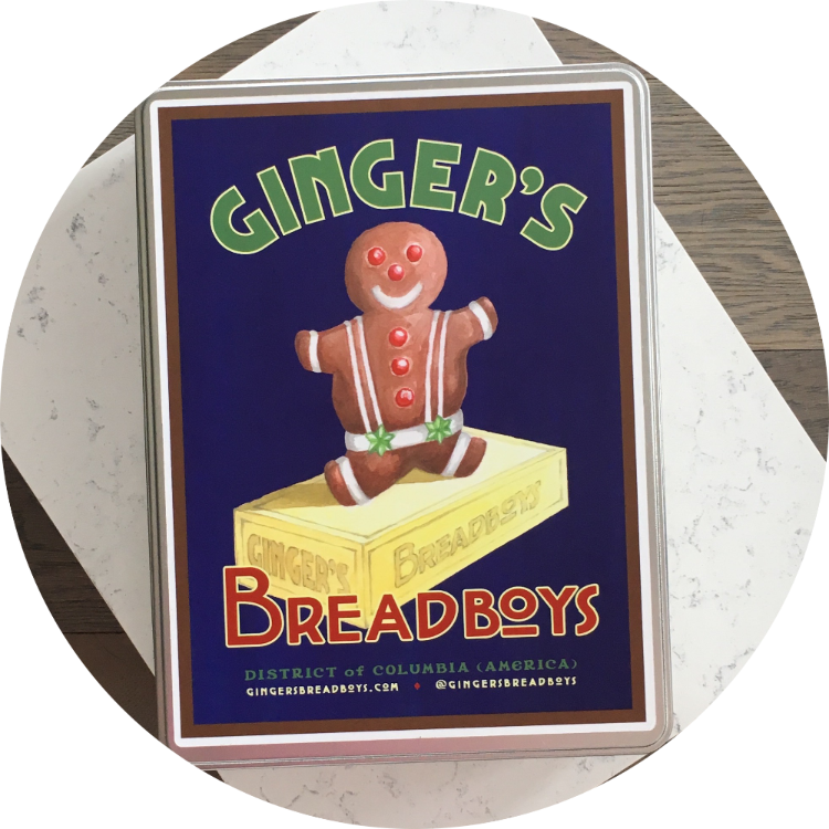 Ginger's Breadboys - Flour Sack Kitchen Tea Towels, White