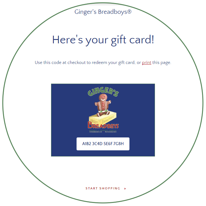 Holiday Gift Card from Ginger's Breadboys
