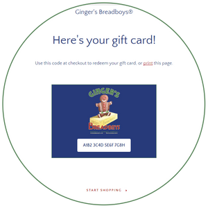 Holiday Gift Card from Ginger's Breadboys