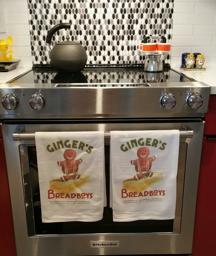 Flour Sack Kitchen Tea Towels | Oven Display | Ginger's Breadboys