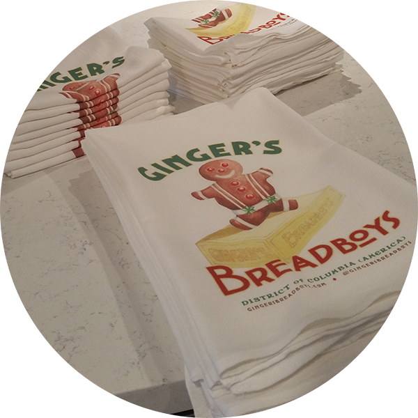 Ginger's Breadboys - Flour Sack Kitchen Tea Towels, White